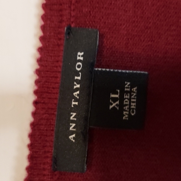 Ann Taylor Burgundy Lace Overlay Sweater - Picture 2 of 9